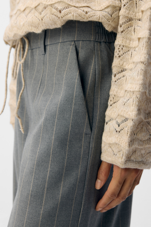 Lisa Wide Pant AOP - Medium Grey Melange