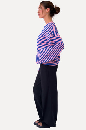 Cleo Bluse - Blå/Pink