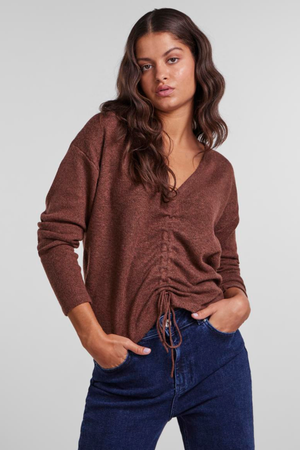 Nandi V-Neck Strik - Brun