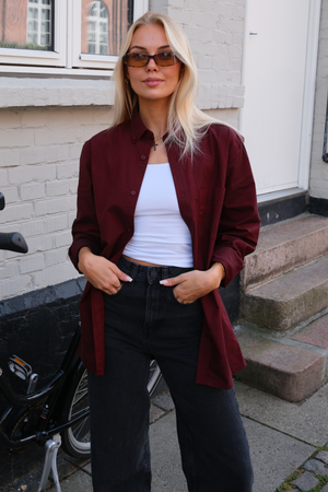 Boyfriend Oxford Skjorte - Bordeaux