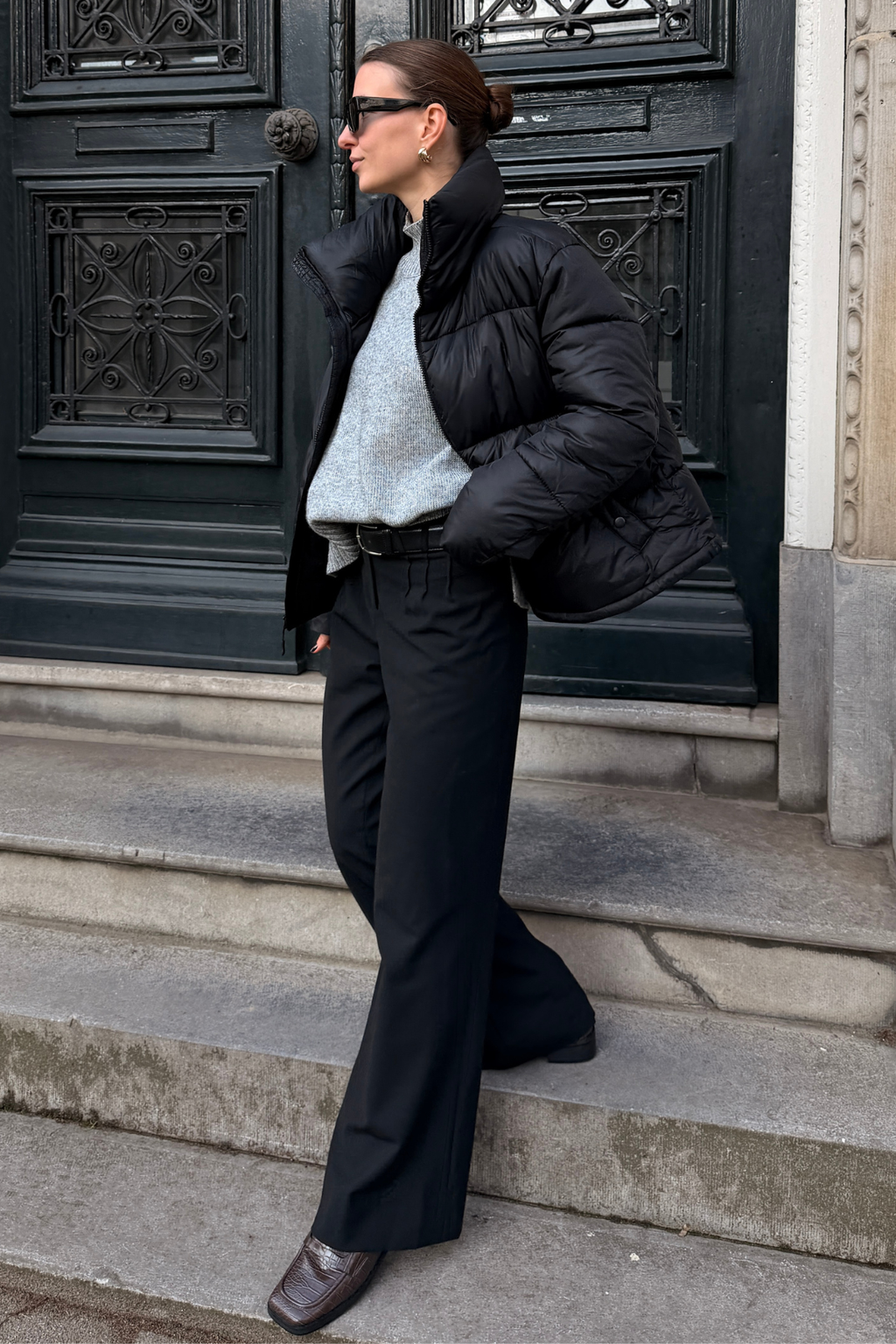 Kort Puffer Jakke - Sort