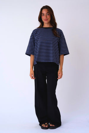 Zoe T-shirt - Sort/Denim Blå