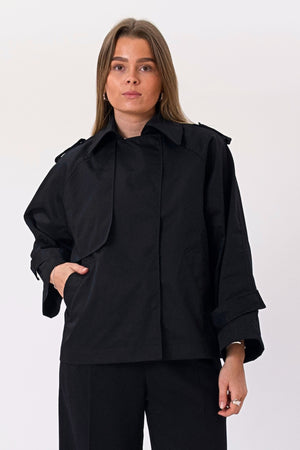 Elara Short Trenchcoat - Sort