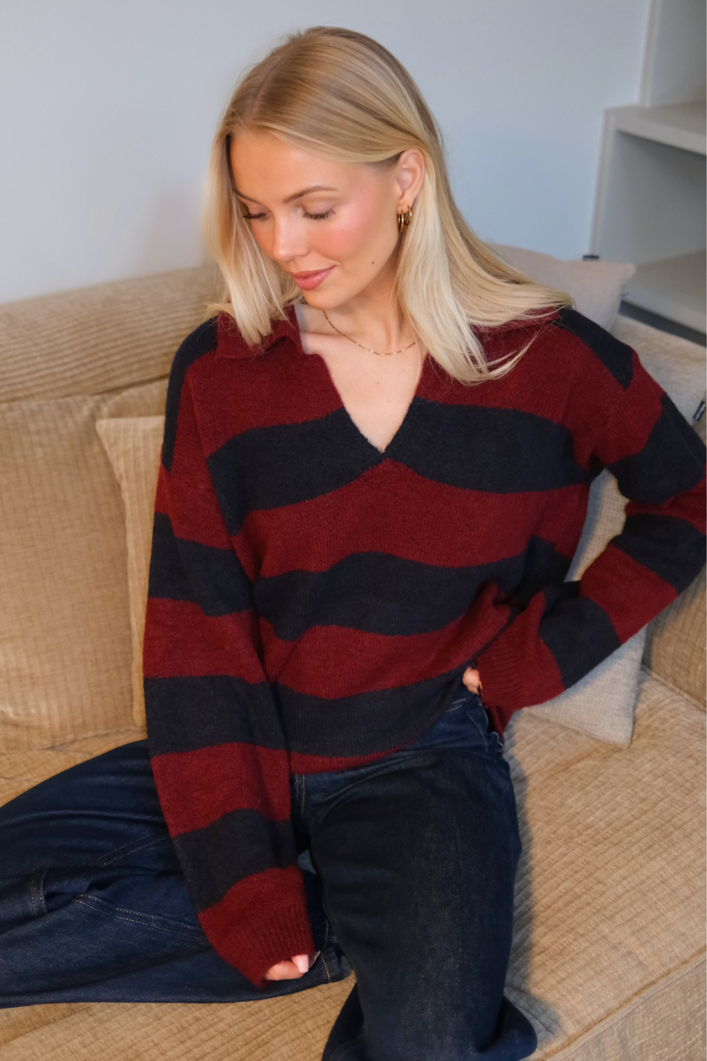 Nora Strik - Bordeaux/Dyb Blå