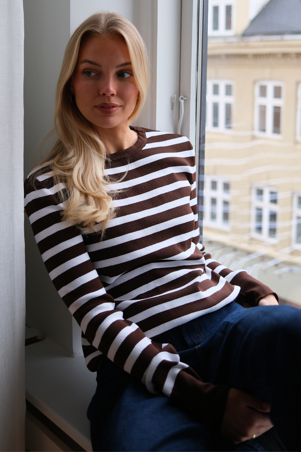 Maja Stribet Trøje - Brun