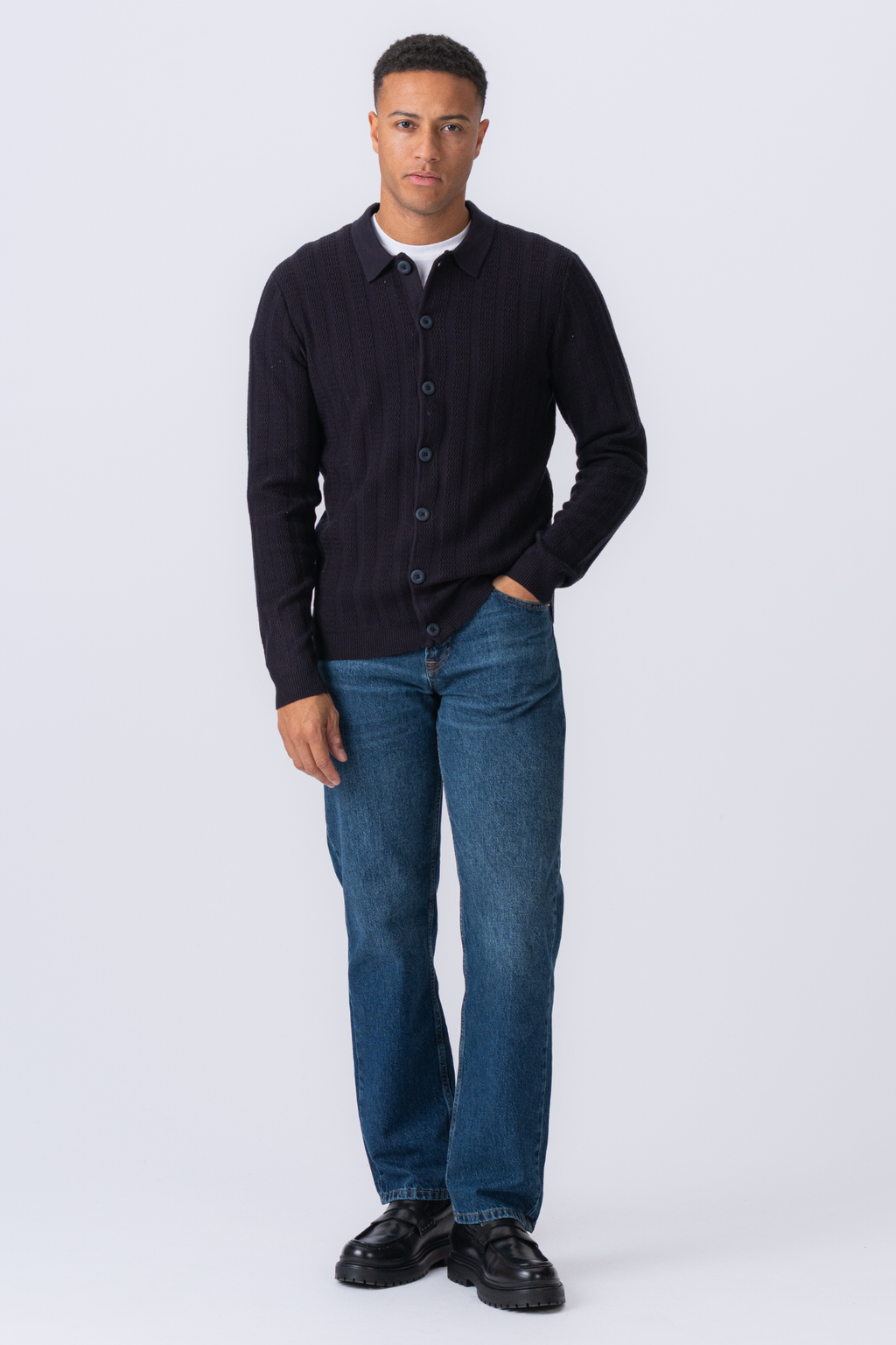 Arthur Strik Cardigan - Mørk Navy