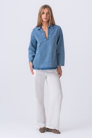 Cassia Denim Skjorte - Lyseblå