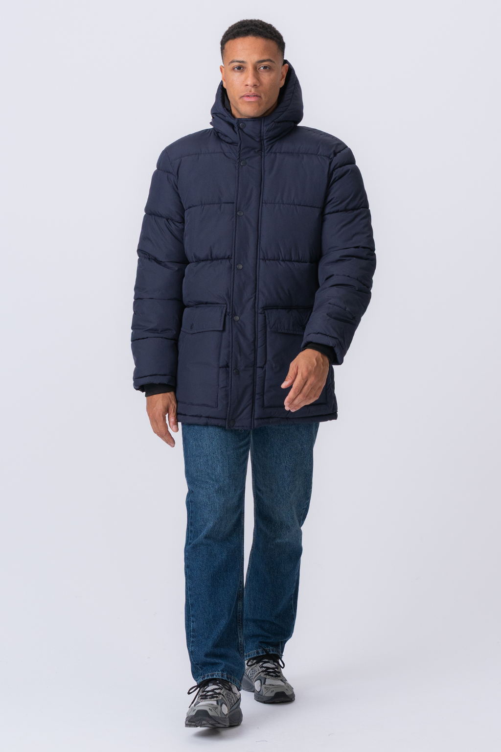 Lang Puffer Jakke - Navy