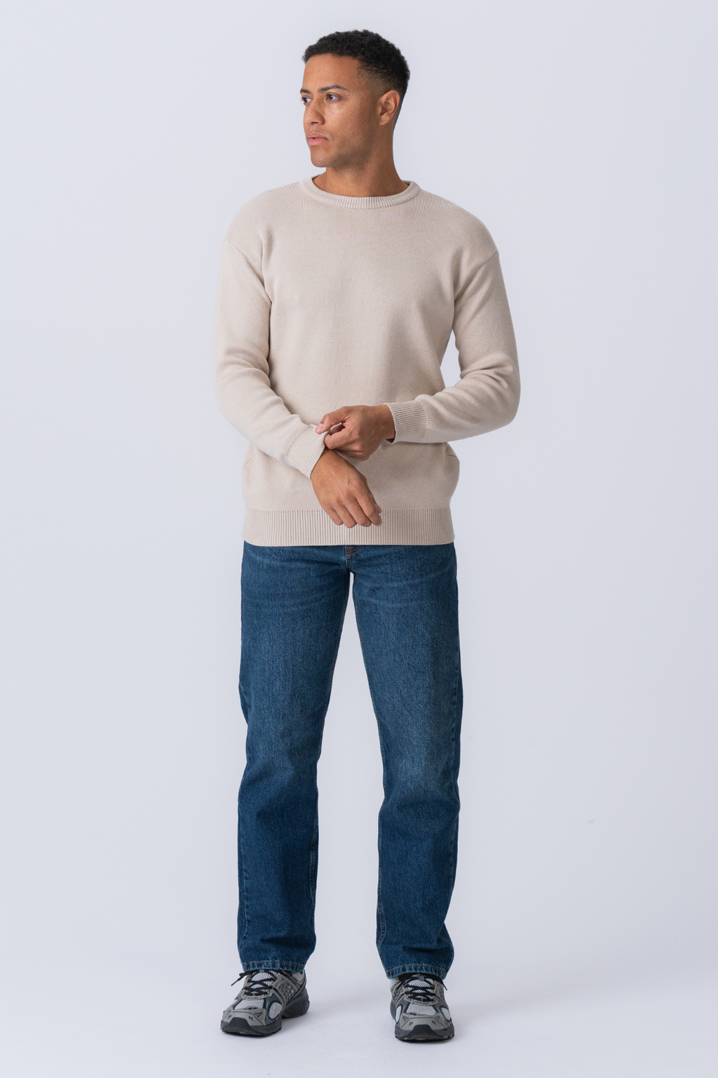 Crewneck Knit Sweater - Lys Beige