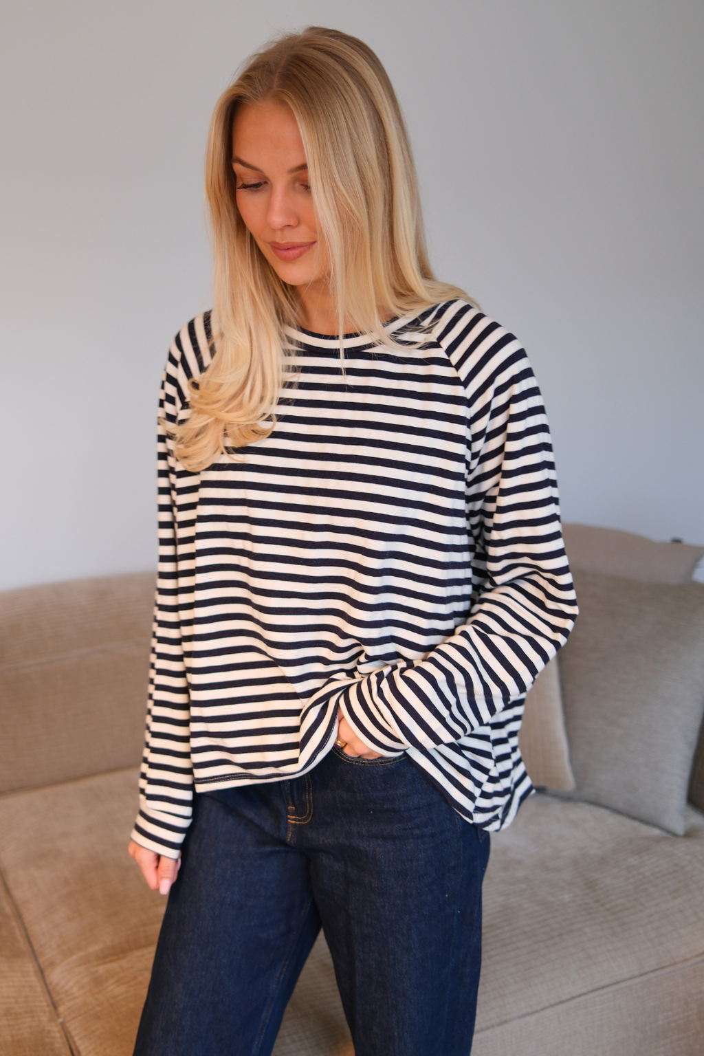 Stribet Trøje - Blå
