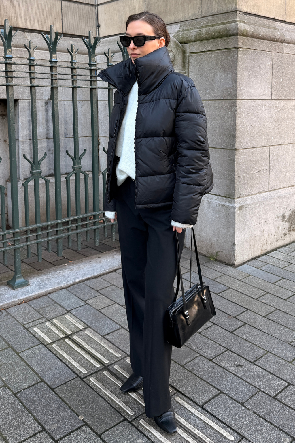 Kort Puffer Jakke - Sort