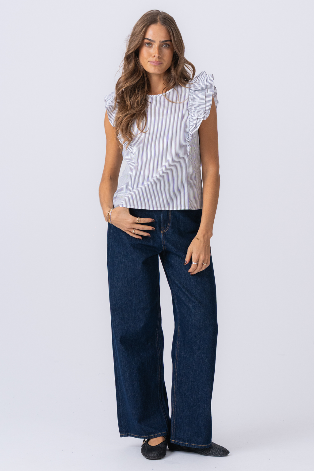 Aila Top - Snow White / Sort