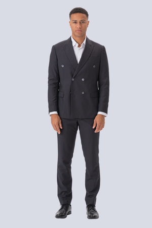 Premium Dobbeltradet Jakkesæt (Gråbrun)