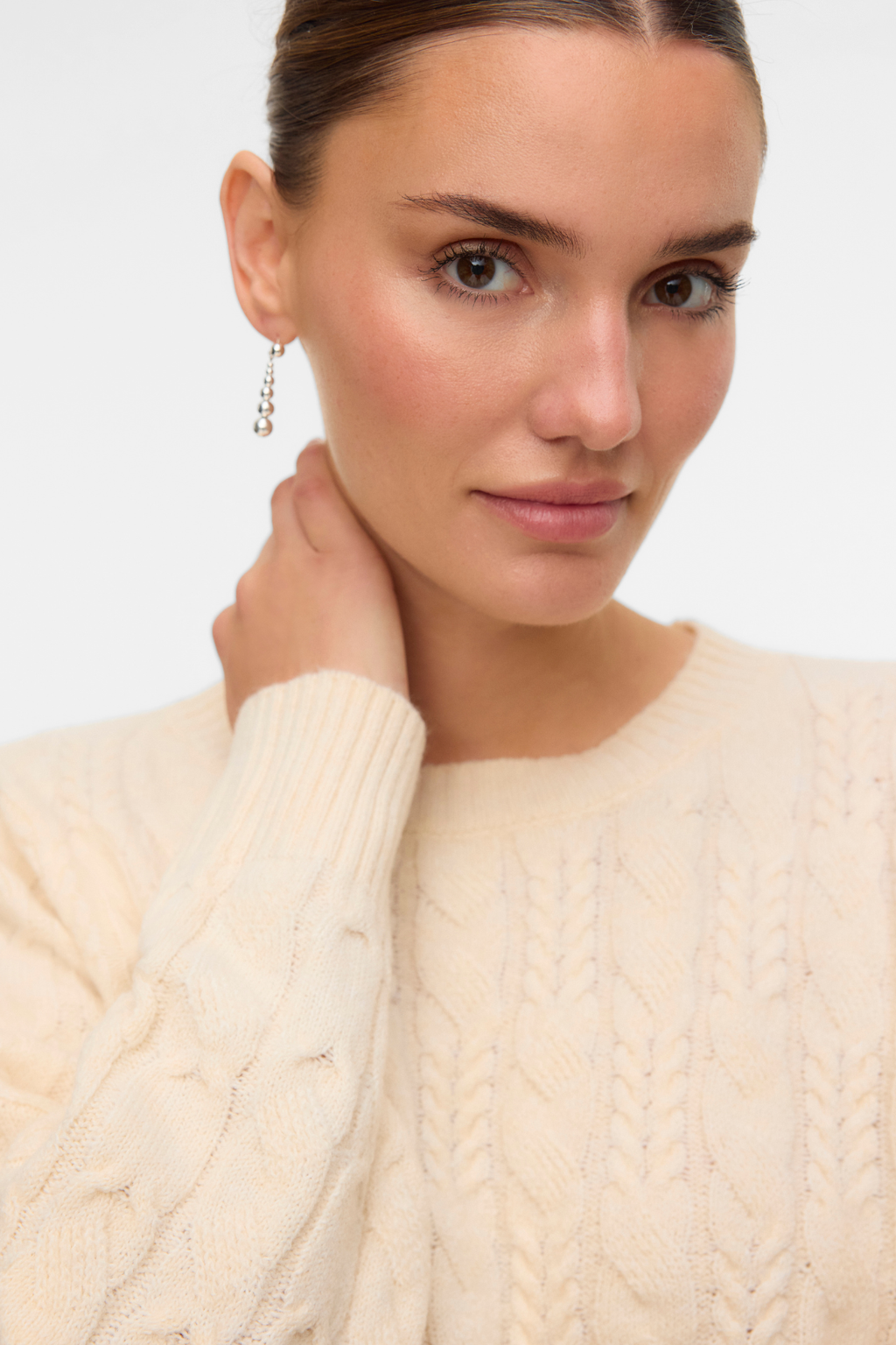 Aries O-Neck Cable Pullover - Birch