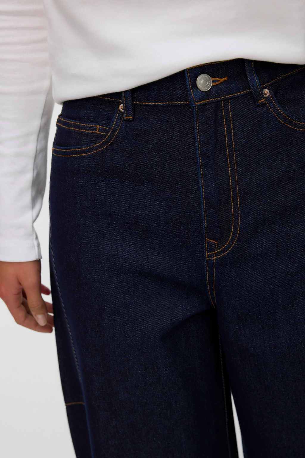 Kaitlin Wide Barrel Jeans - Mørkeblå Denim