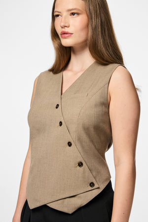 Bubbles Asymmetrisk Vest - Greige