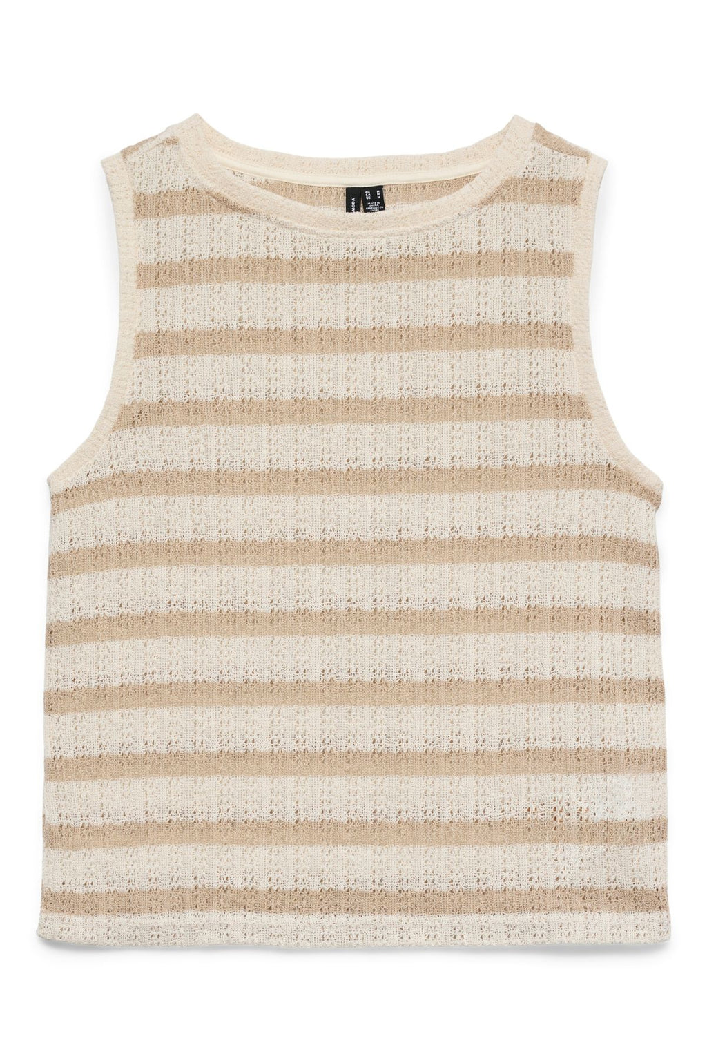 Freja Kortærmet Top - Stribet - Birch - Doeskin