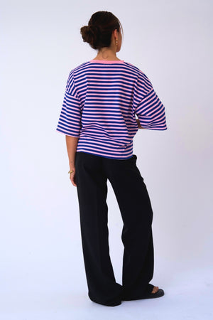 Zoe T-shirt - Blå/Lys Pink