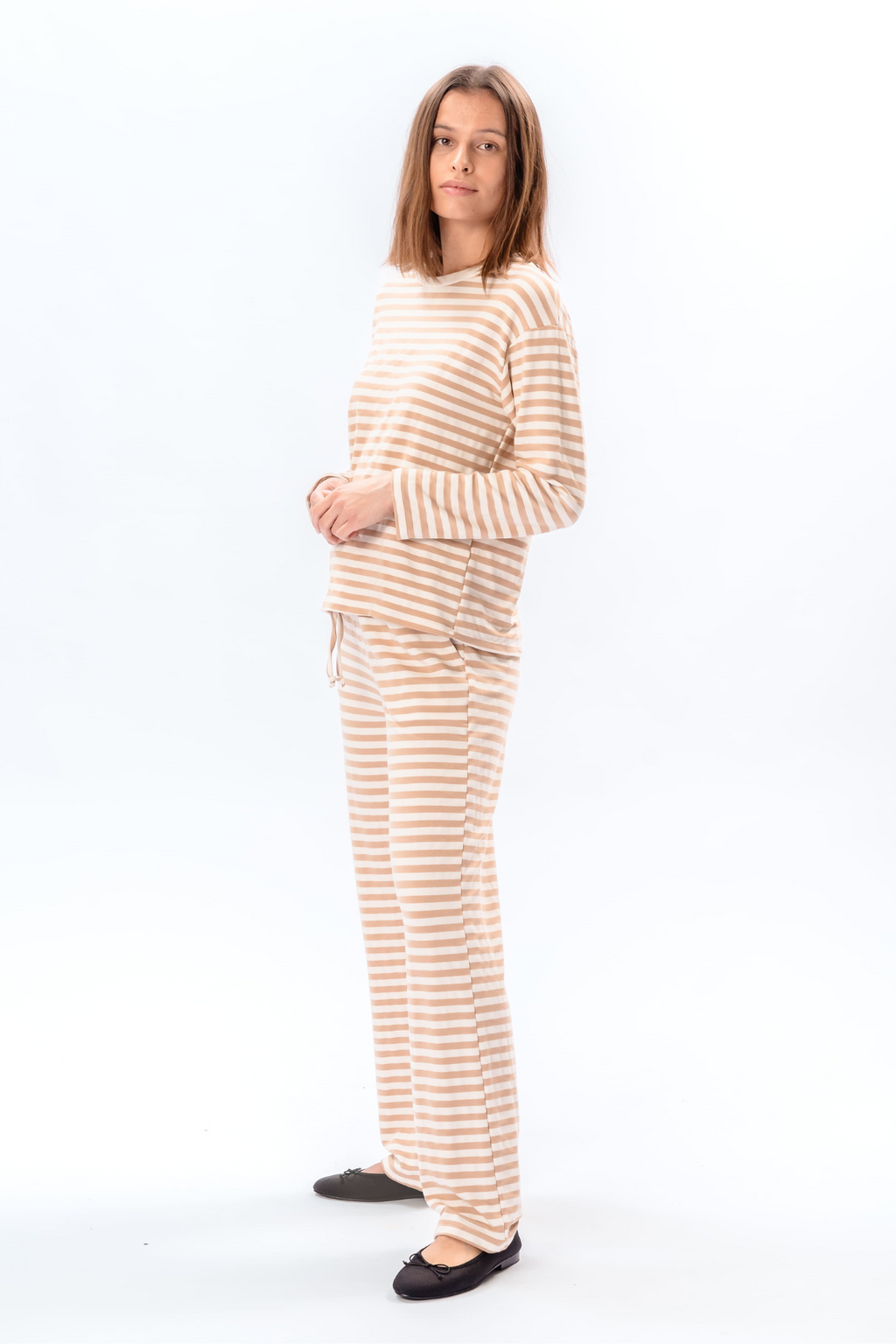 Stribet Trøje - Beige