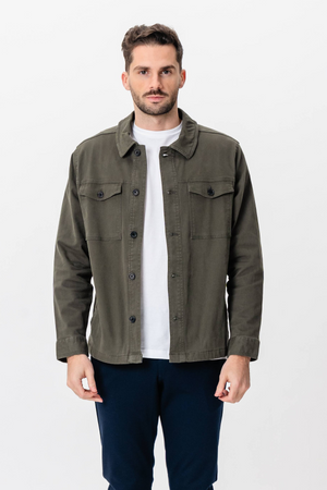 Twill Overshirt - Mørk Oliven