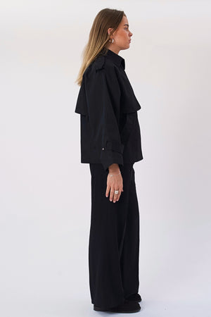 Elara Short Trenchcoat - Sort