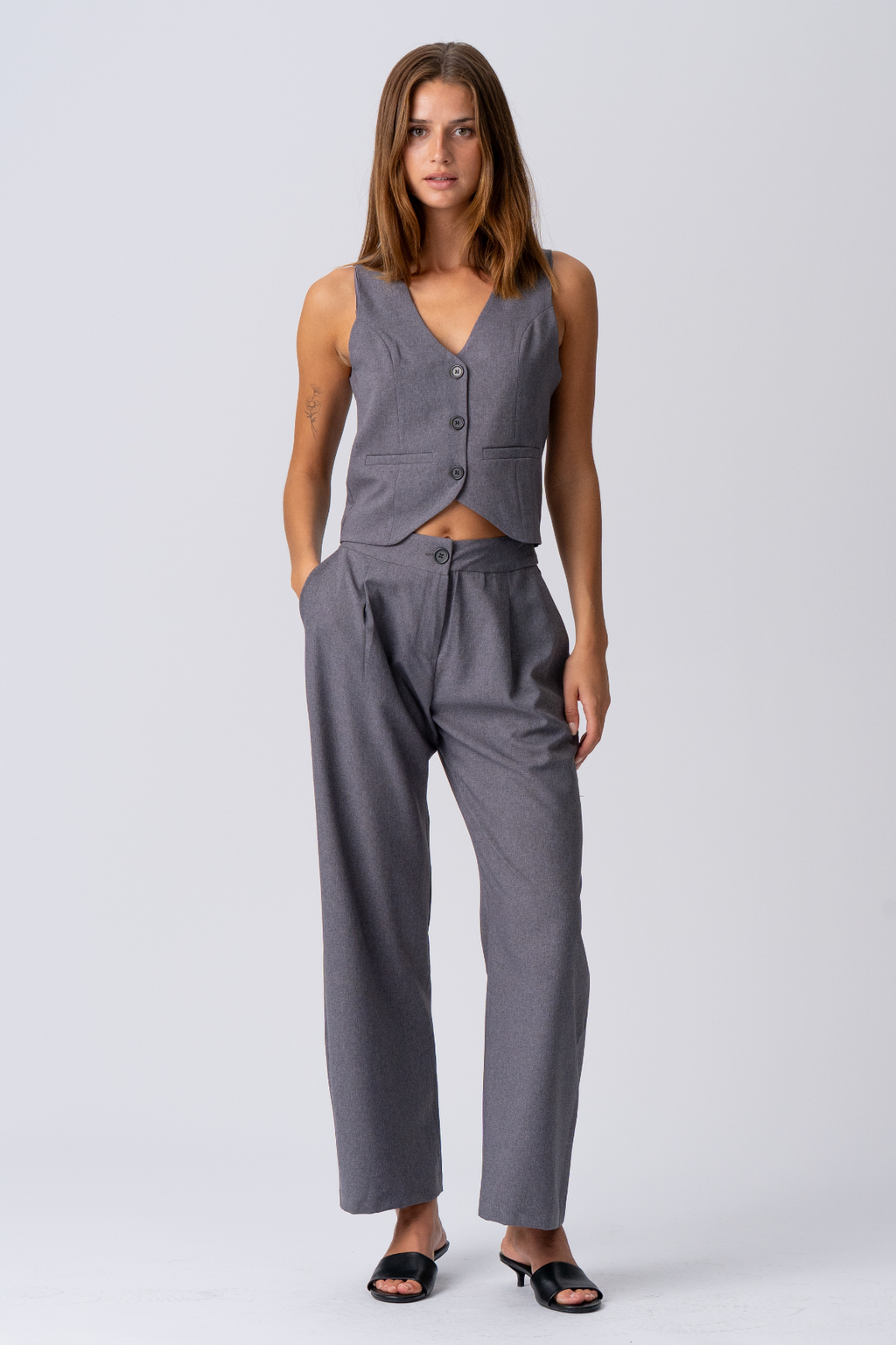 Natalie Vest og Bukser (Mørkegrå)