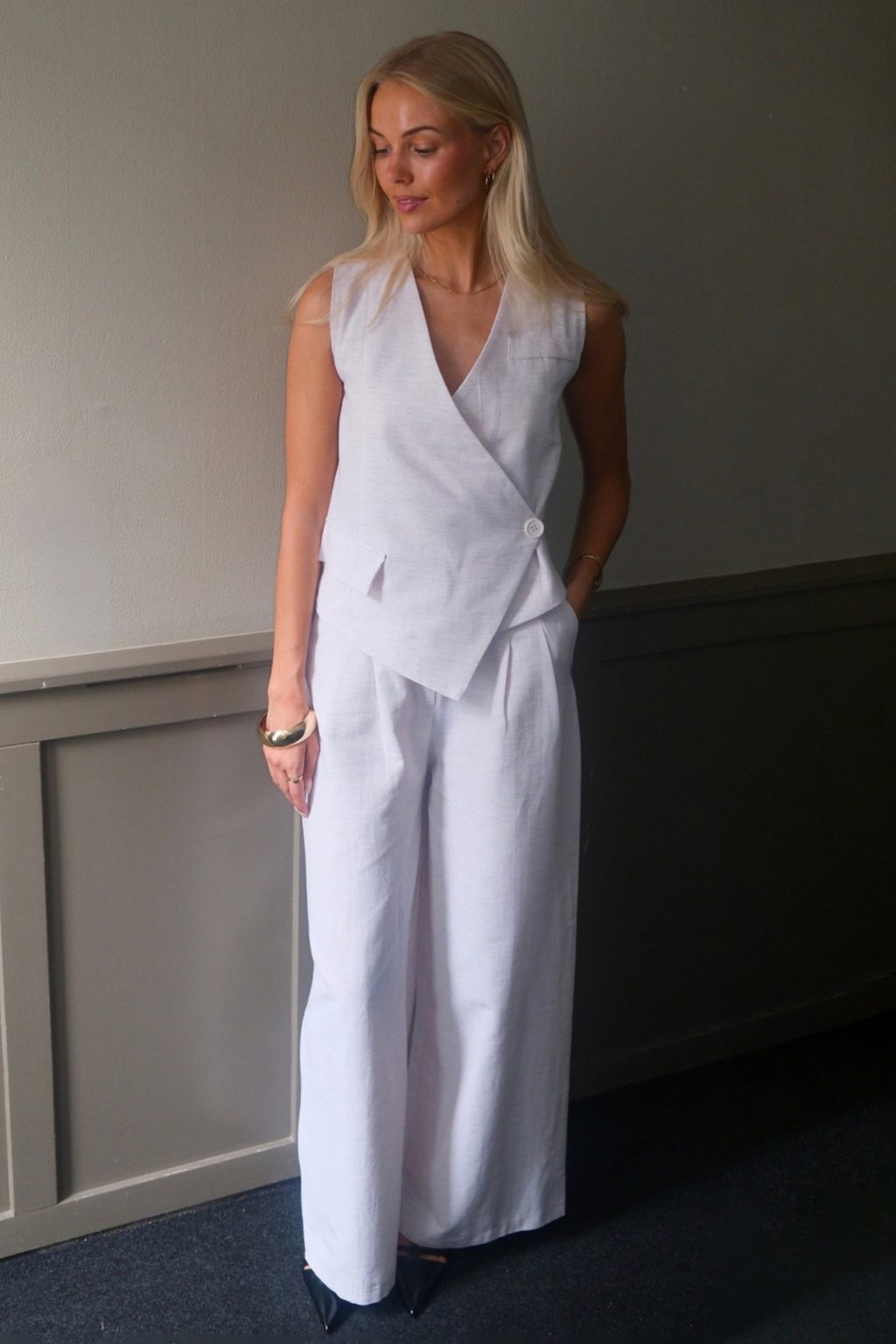 Melissa Wide Pants - Lysegrå