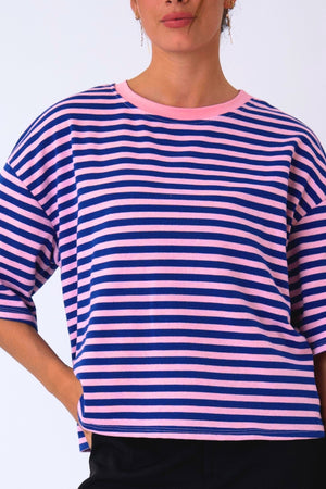 Zoe T-shirt - Blå/Lys Pink