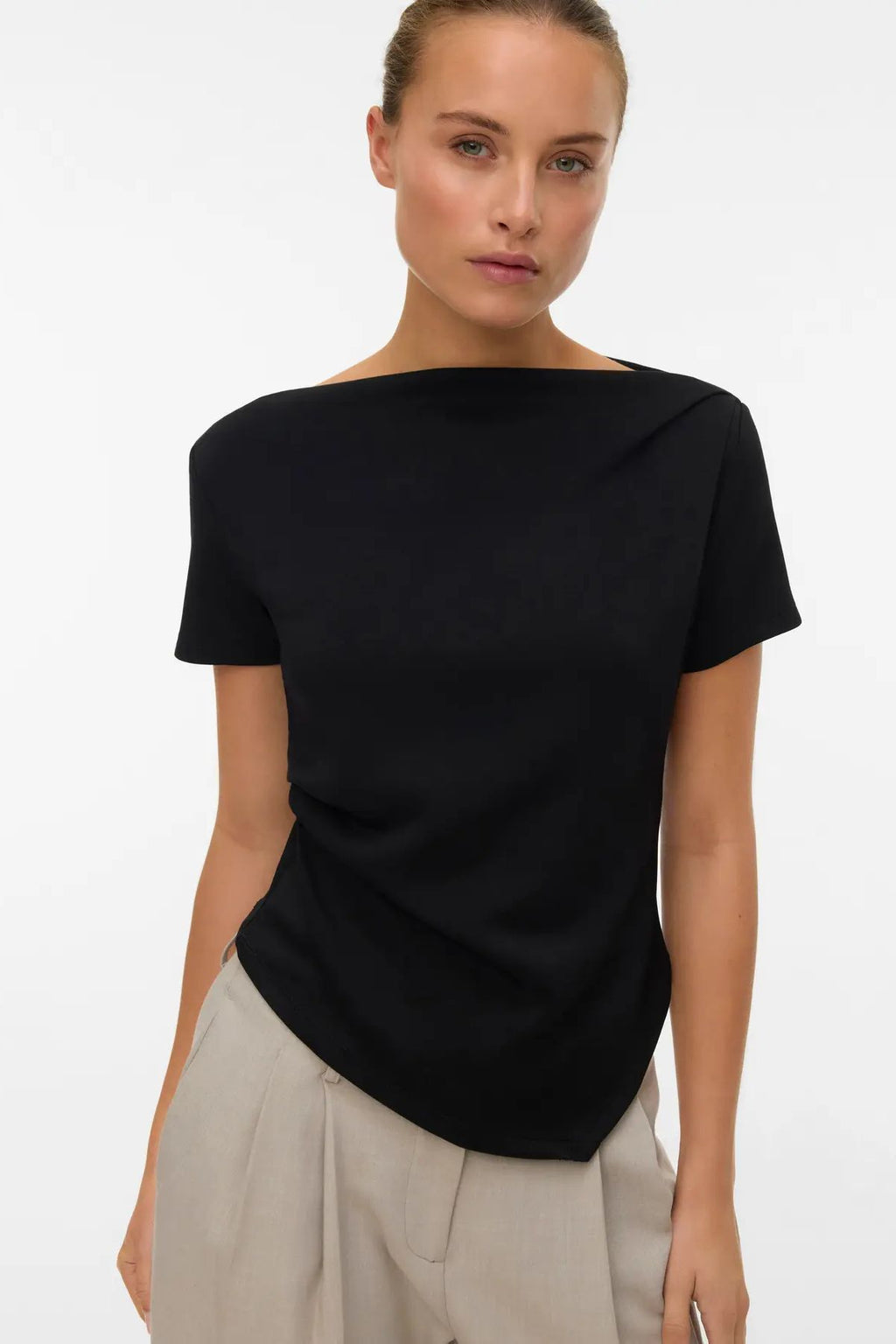 Mille Boatneck Short Top - Sort