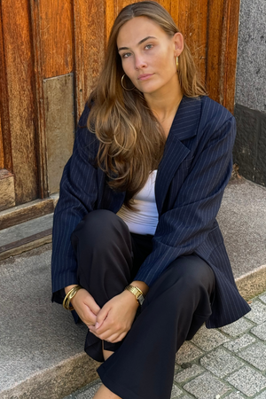 Oversized Blazer - Navy Pinstripe