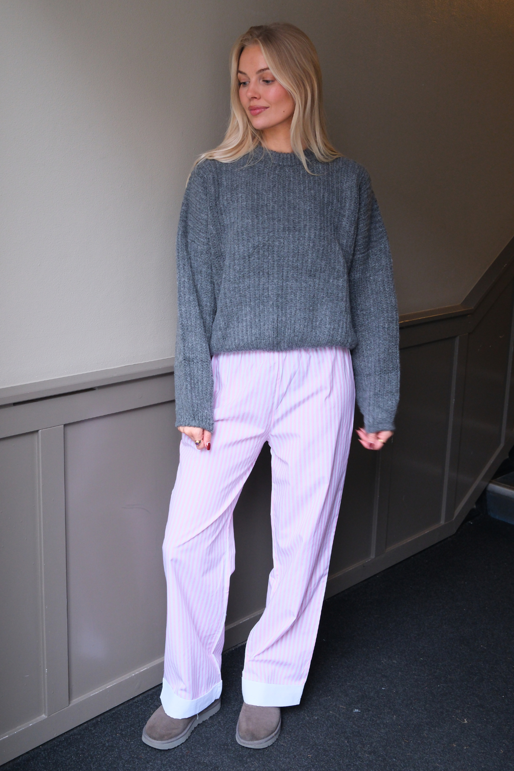 Layla Stribet Pants - Pink