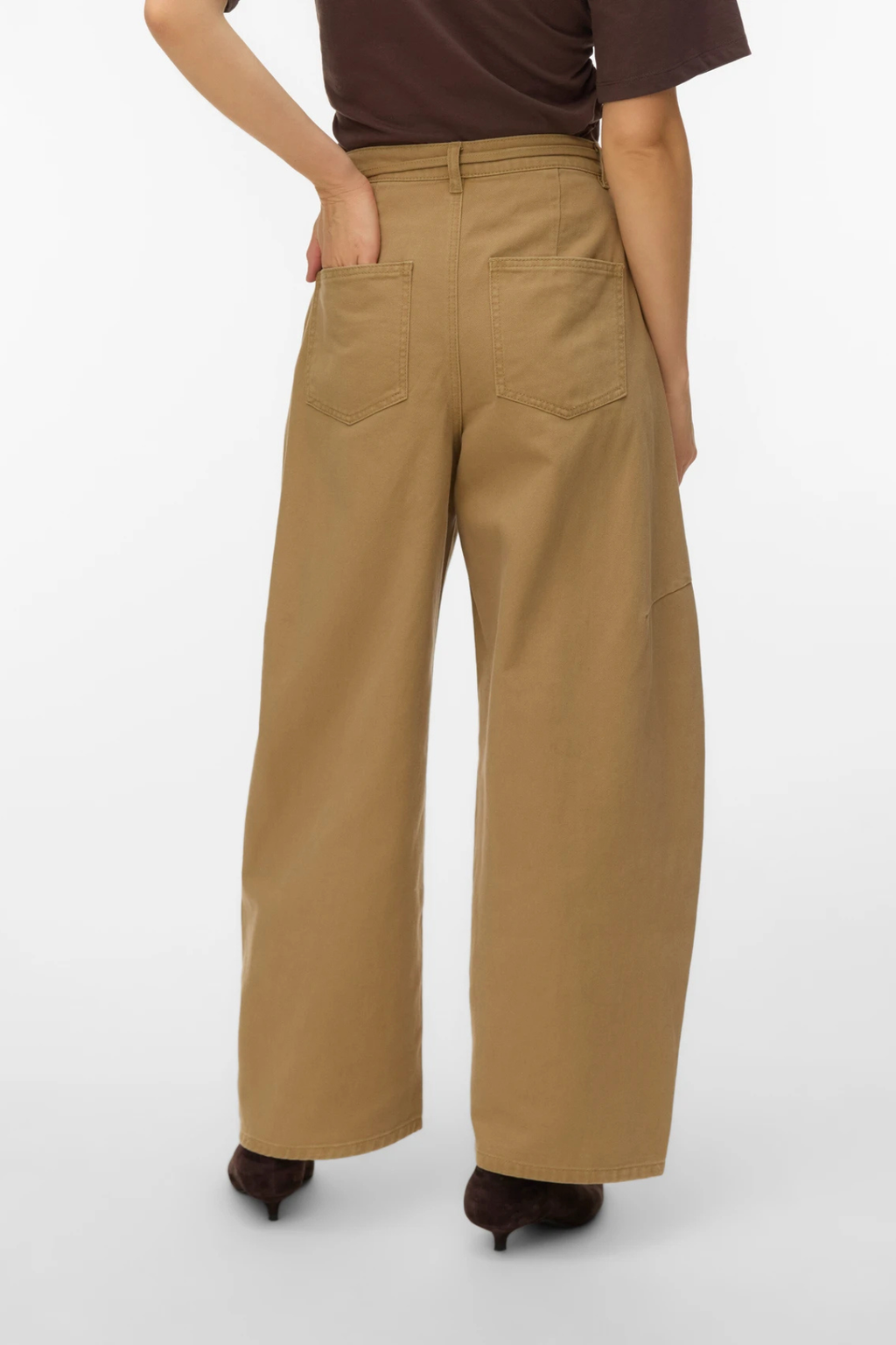 Kaitlin Wide Colored Barrel Jeans - Kelp