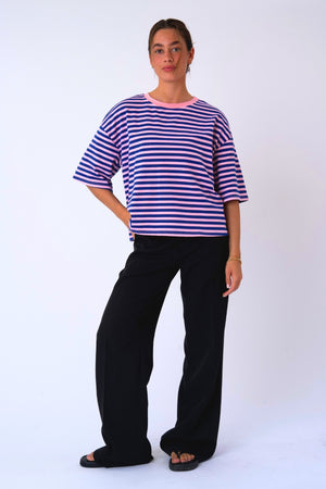 Zoe T-shirt - Blå/Lys Pink
