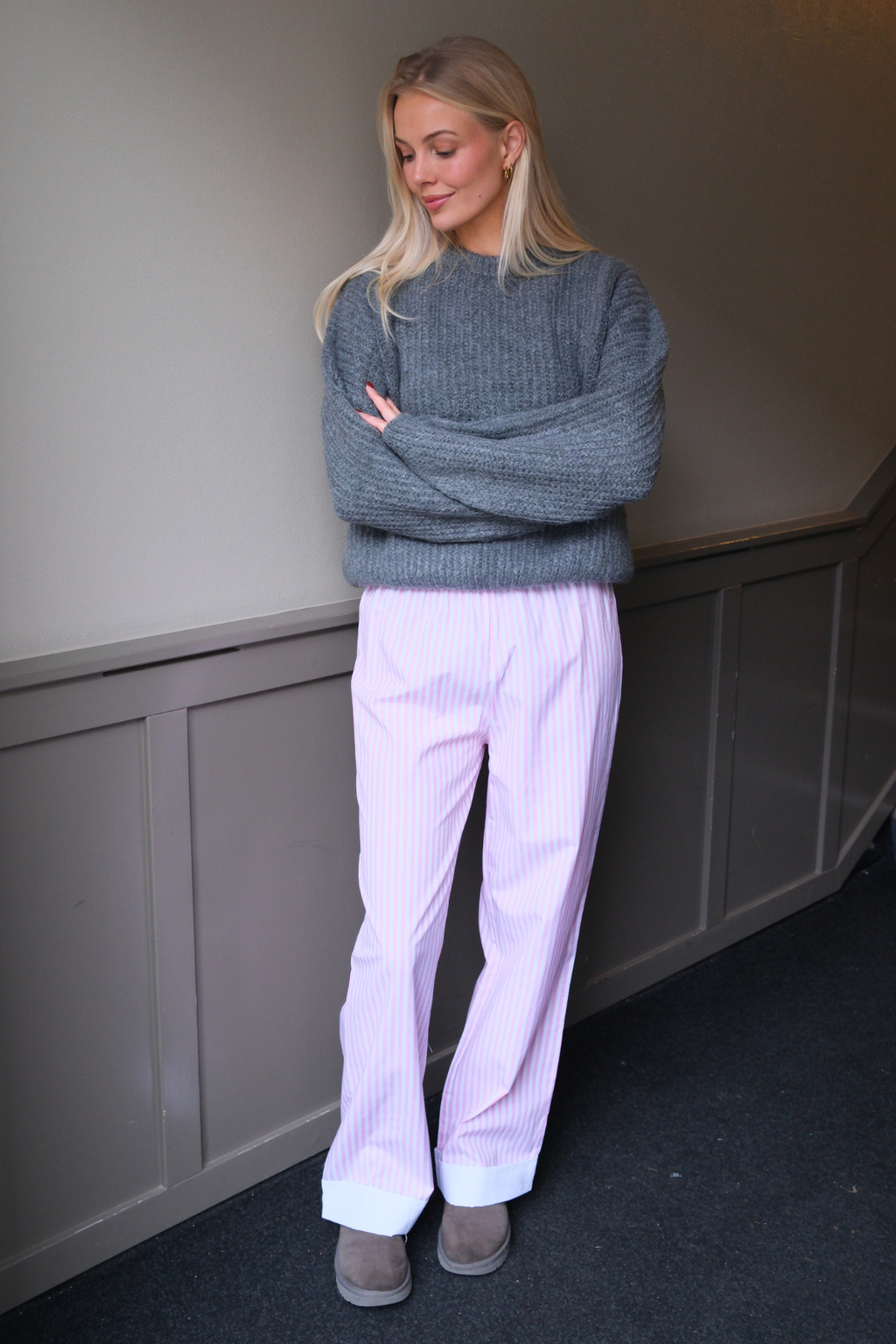 Layla Stribet Pants - Pink