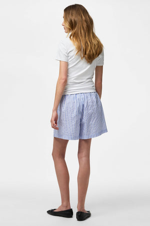 Olly Shorts med høj talje - Lyseblå Stribet