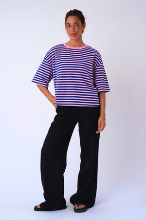 Zoe T-shirt - Blå/Lys Pink