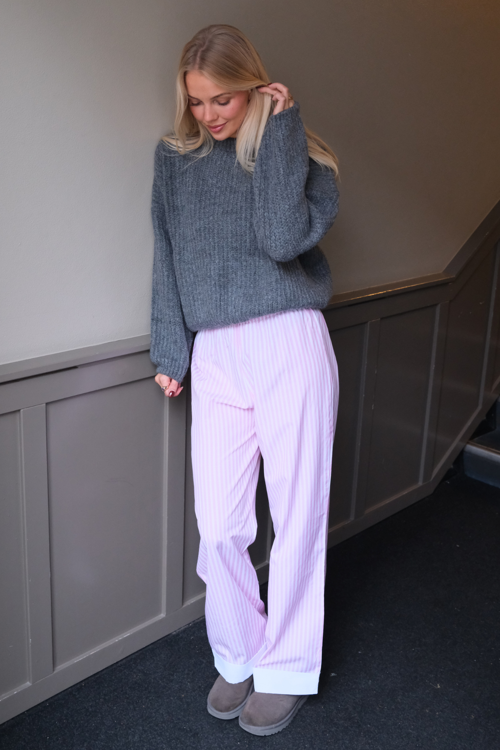 Layla Stribet Pants - Pink