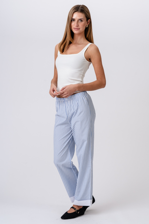 Layla Stribet Pants - Lyseblå