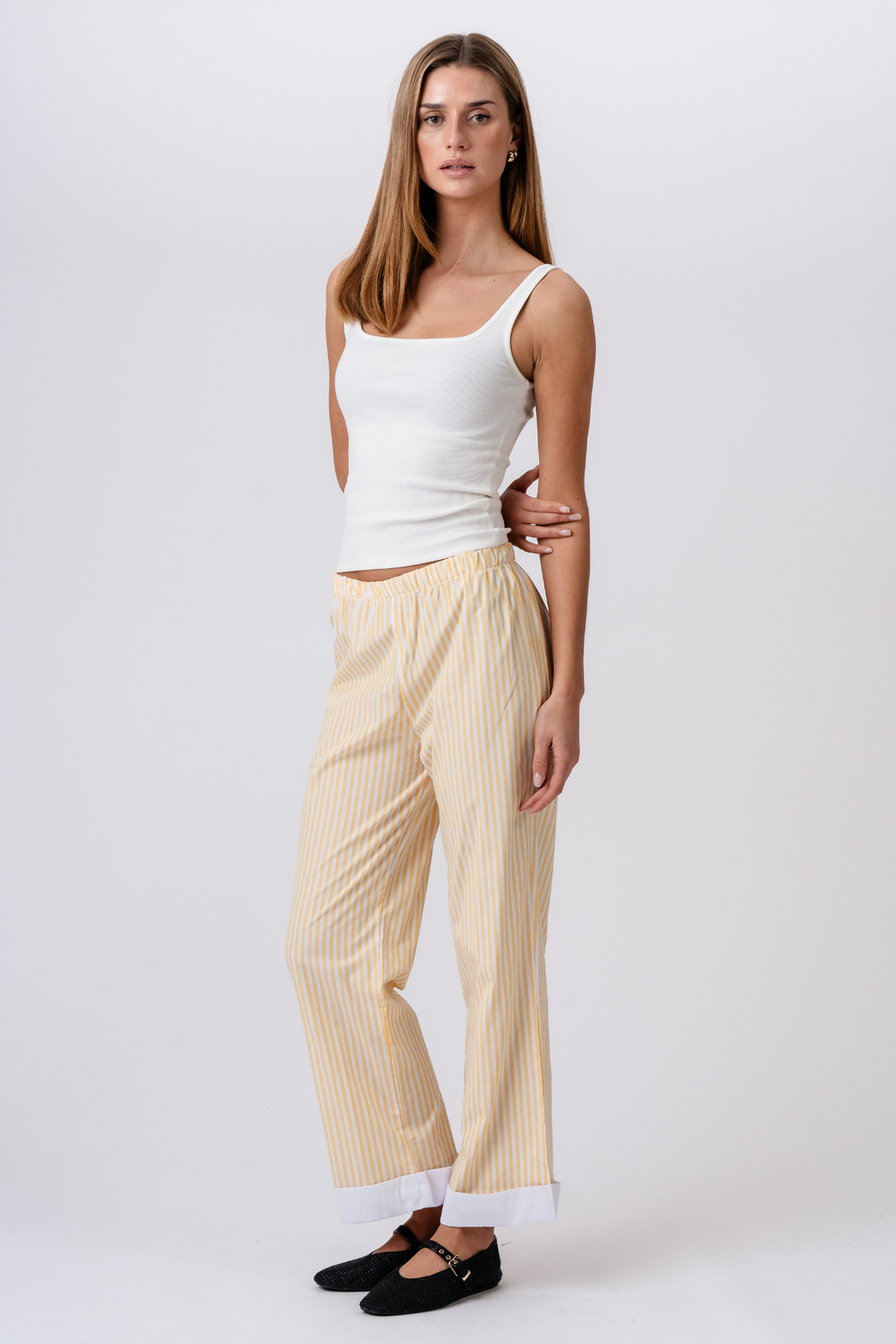 Layla Stribet Pants - Gul