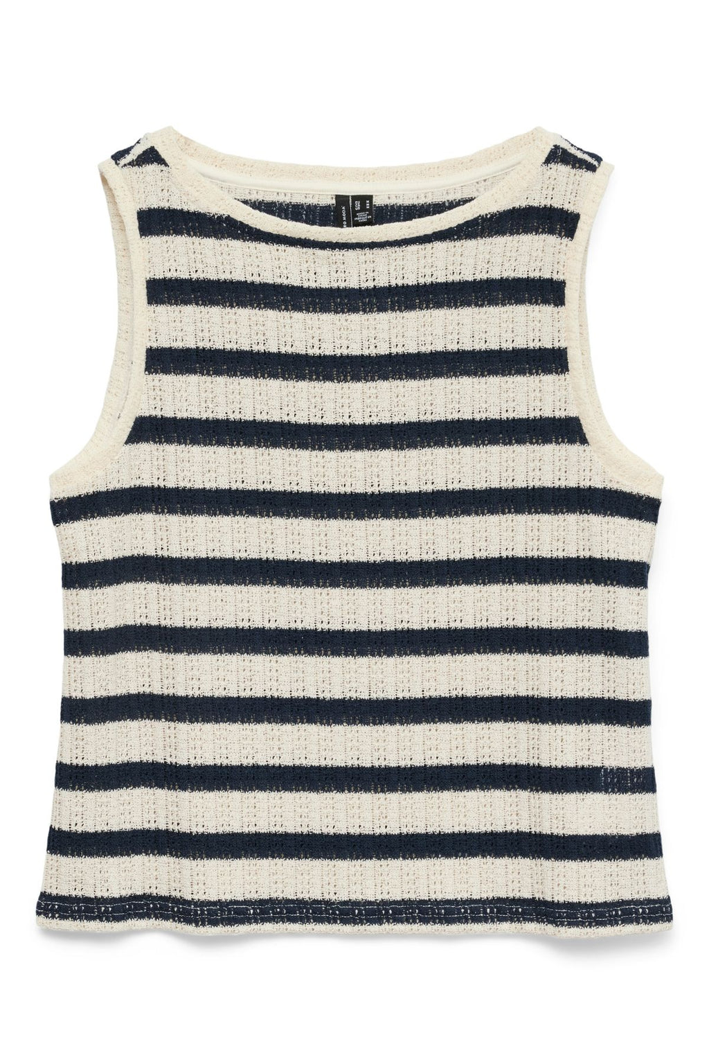 Freja Kortærmet Top - Birch Stripes - Navy Blazer