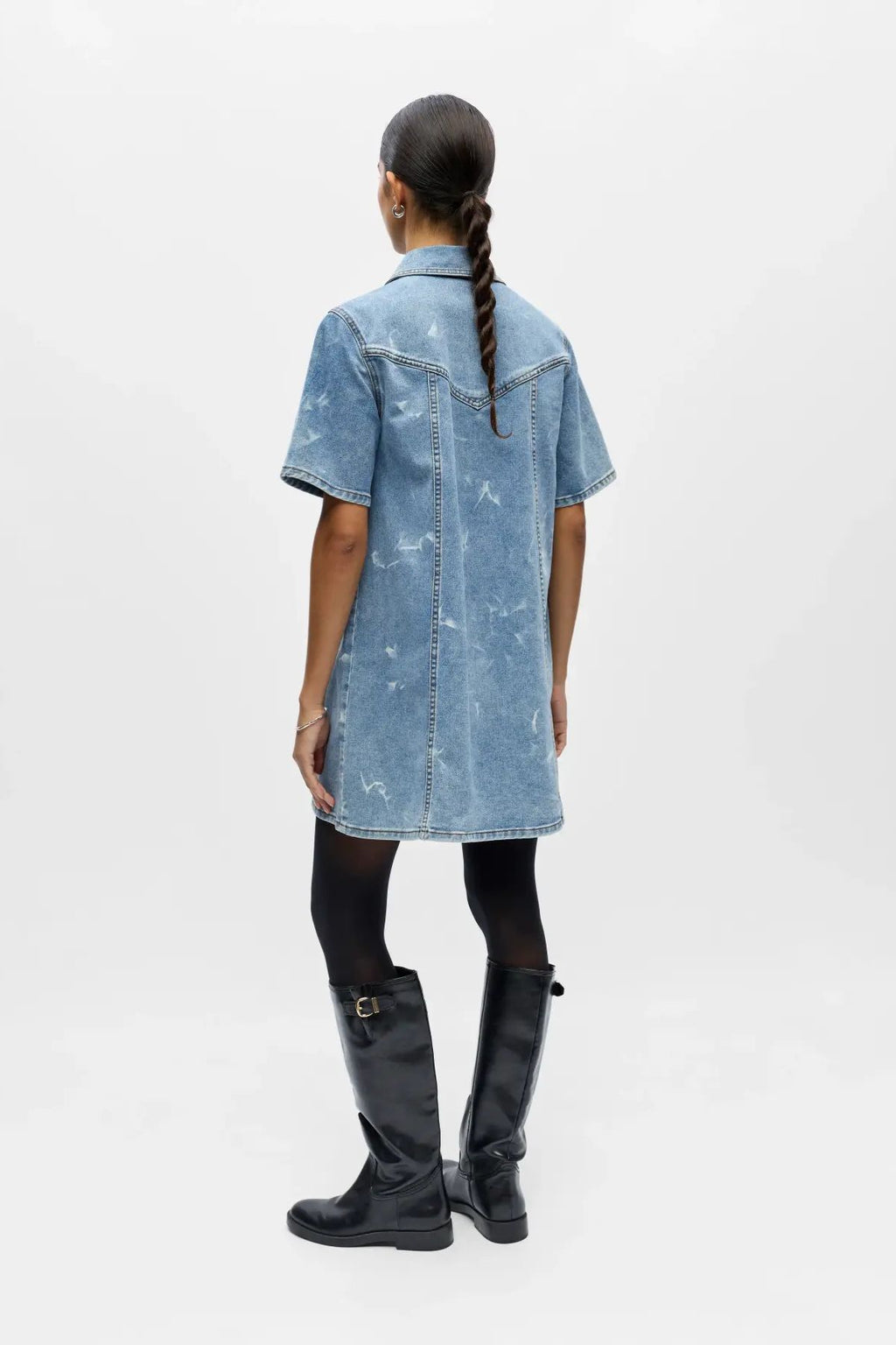 Object Claudia Short Denim Kjole - Light Blue Denim