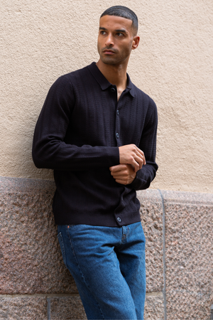 Arthur Strik Cardigan - Mørk Navy