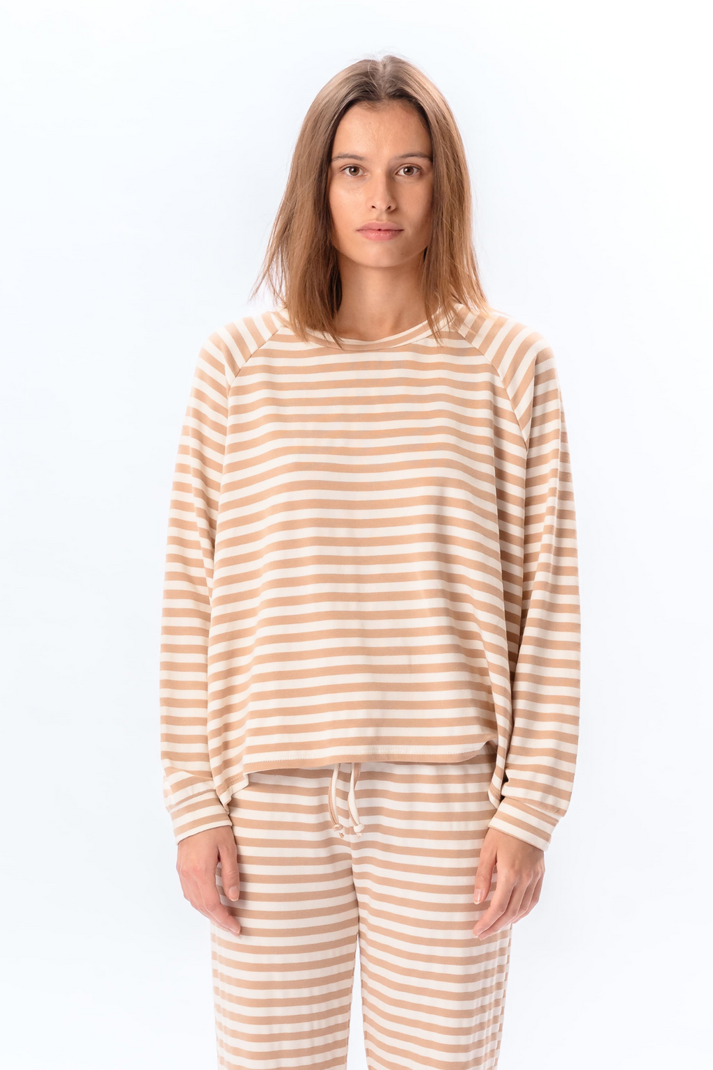 Stribet Langærmet Regular Fit - Beige