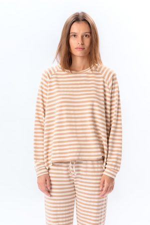 Stribet Langærmet Regular Fit - Beige
