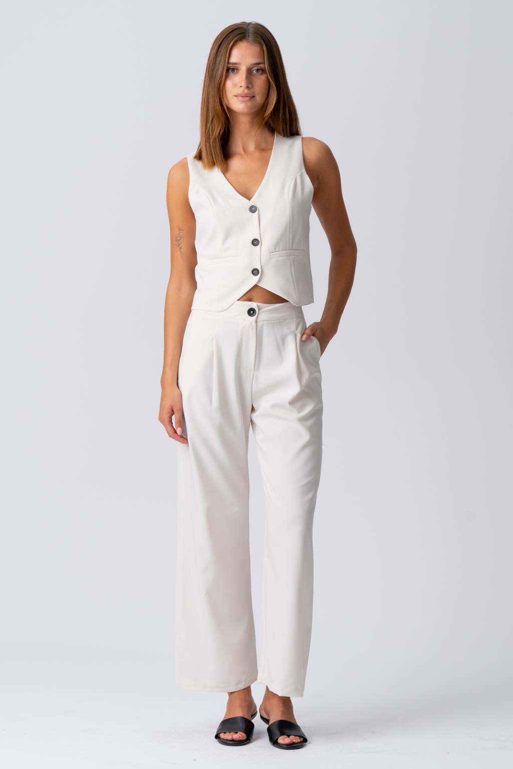 Natalie Vest og Bukser (Lyse Beige)