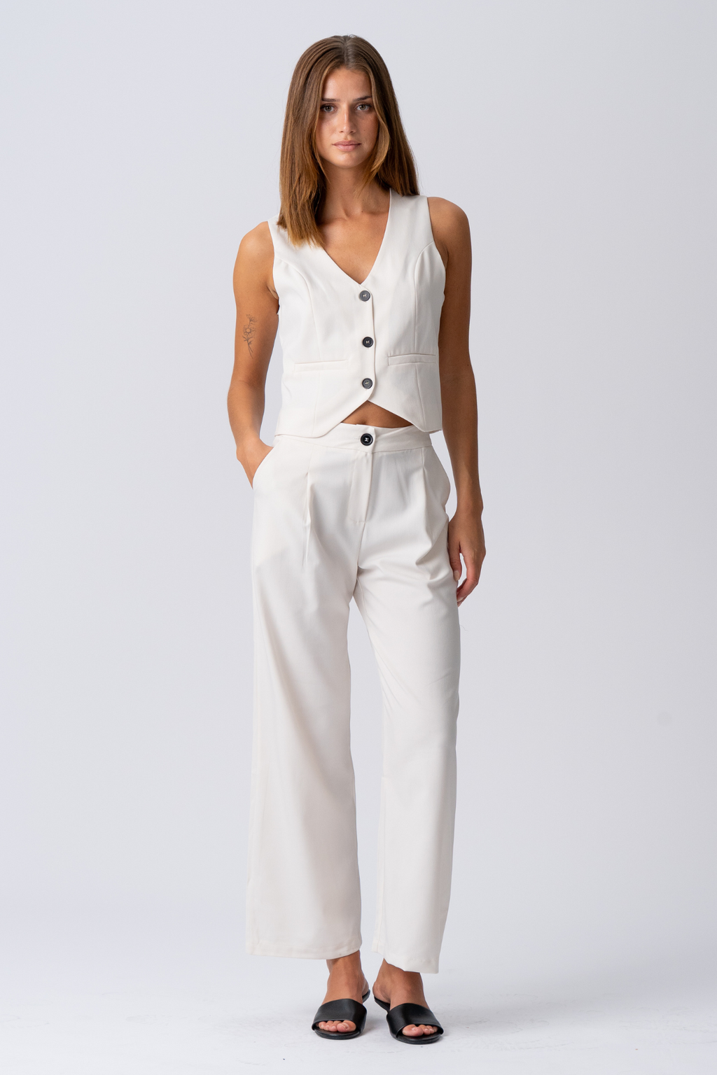 Natalie Vest og Bukser (Lyse Beige)