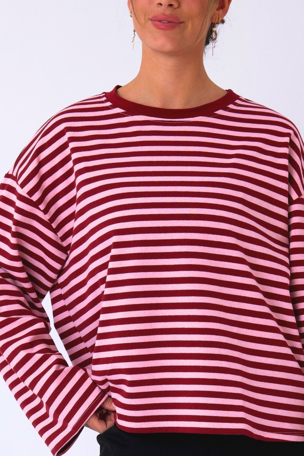 Cleo Bluse - Burgundy/Pink
