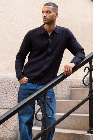 Arthur Strik Cardigan - Mørk Navy