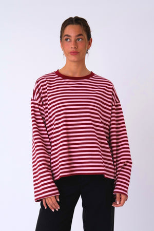 Cleo Bluse - Burgundy/Pink