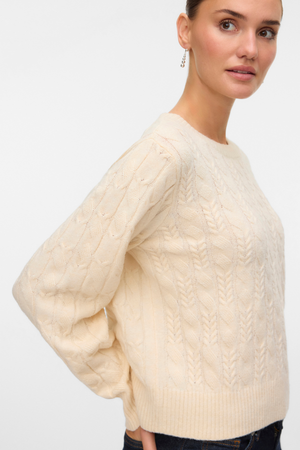 Aries O-Neck Cable Pullover - Birch